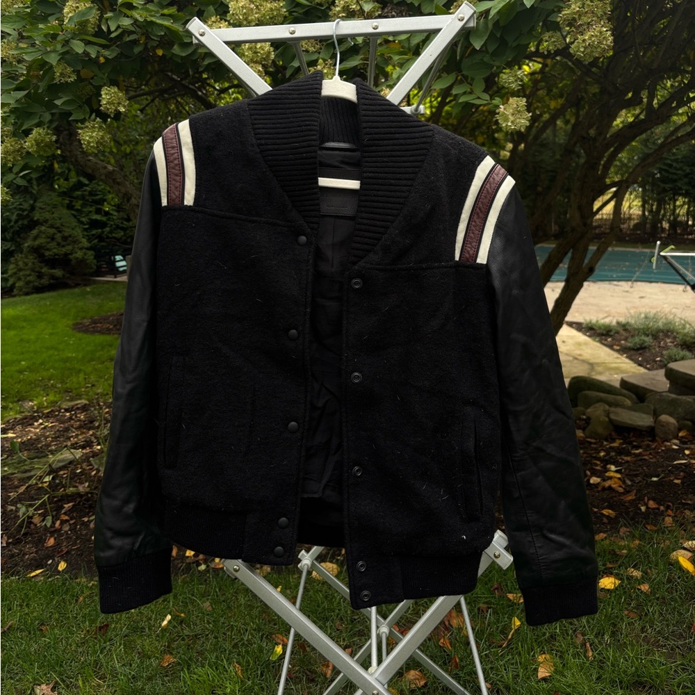 All Saints Wool/Leather Jacket | 70% off original price | Varsity Bomber Jacket